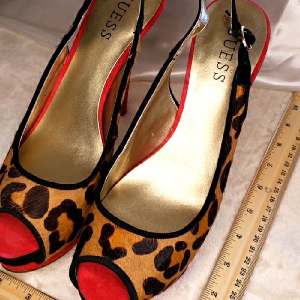 Guess sling back 6 inch platform heels 👠